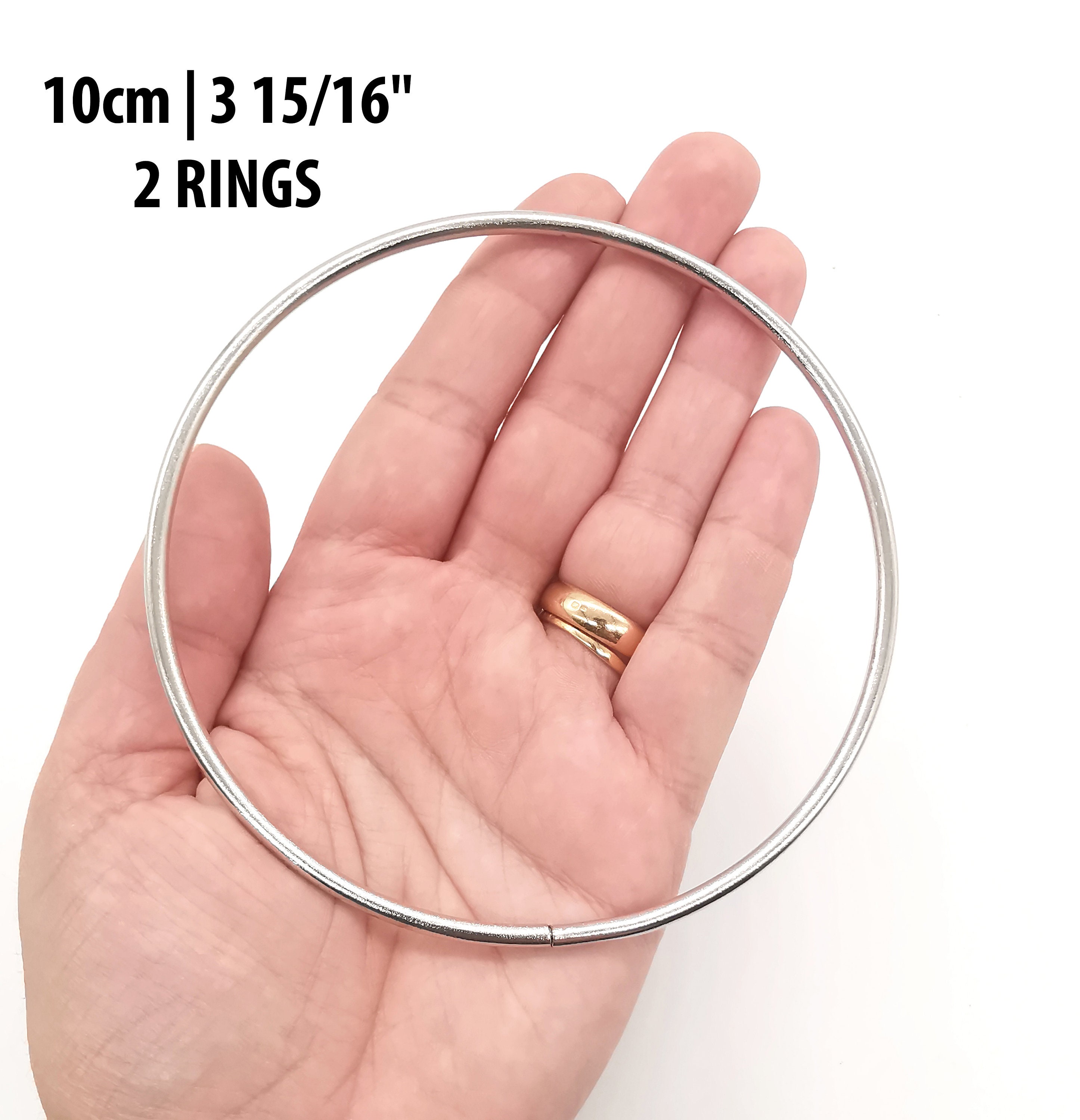 PEPRMROE 12 Pcs 4 Inch Silver Metal Rings Hoops Macrame Ring for