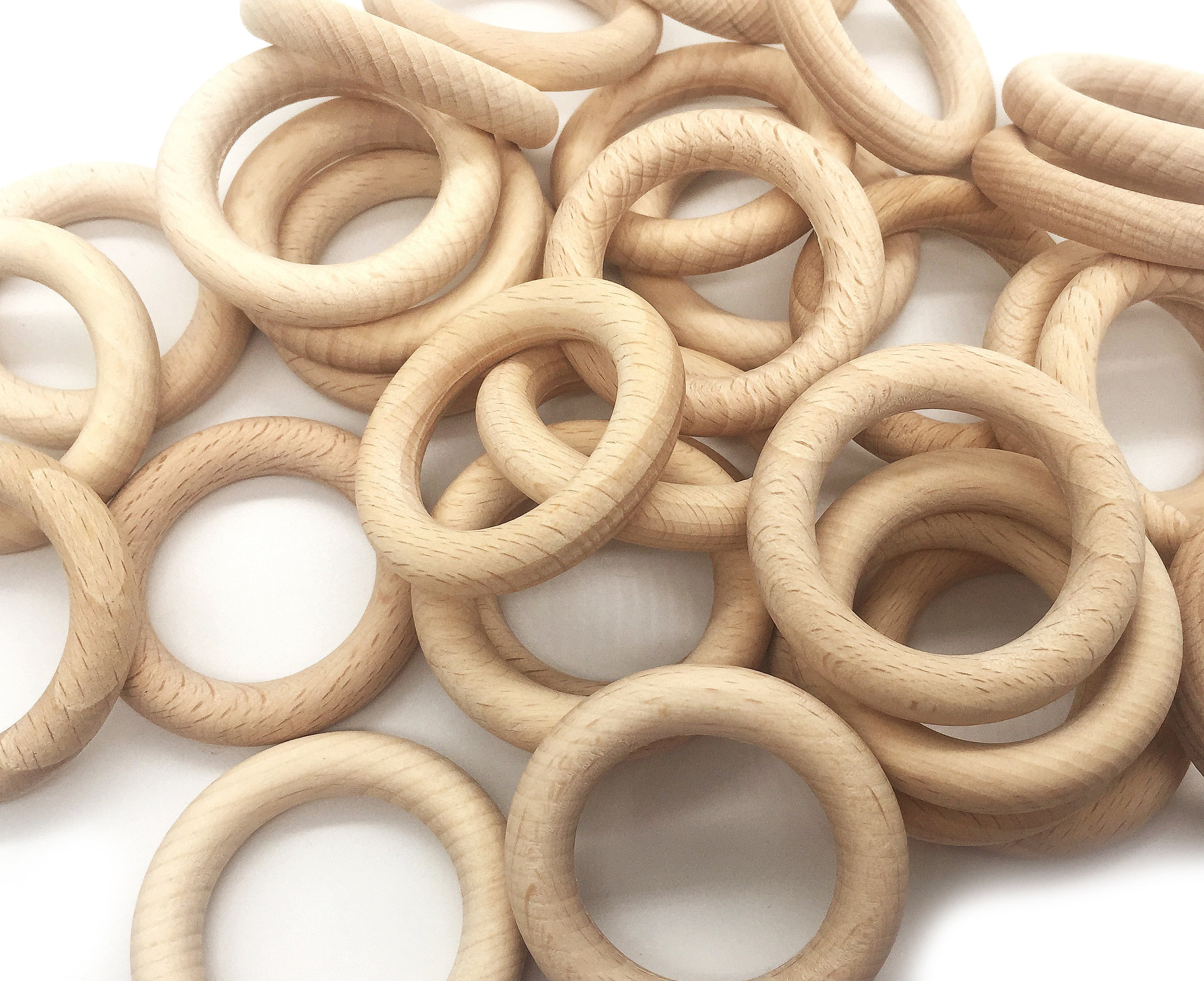 Anelli In Legno Per Macramè - 30 Pezzi Da 6 Cm - Per Portavasi, Artigianato E Decorazioni Fai Da Te - Foto 2