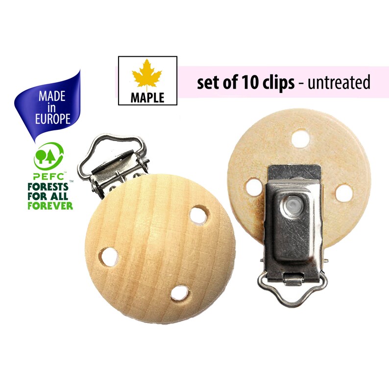 Wooden Pacifier Clips Bulk Dummy Clip Sustainable Natural Etsy