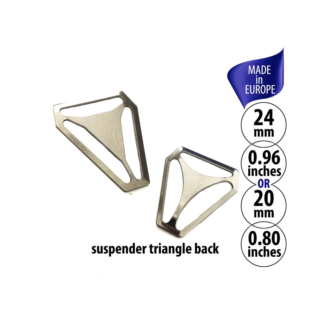 10 Suspender Triangle Back Slide Adjuster, Suspenders Ratchet, Silver