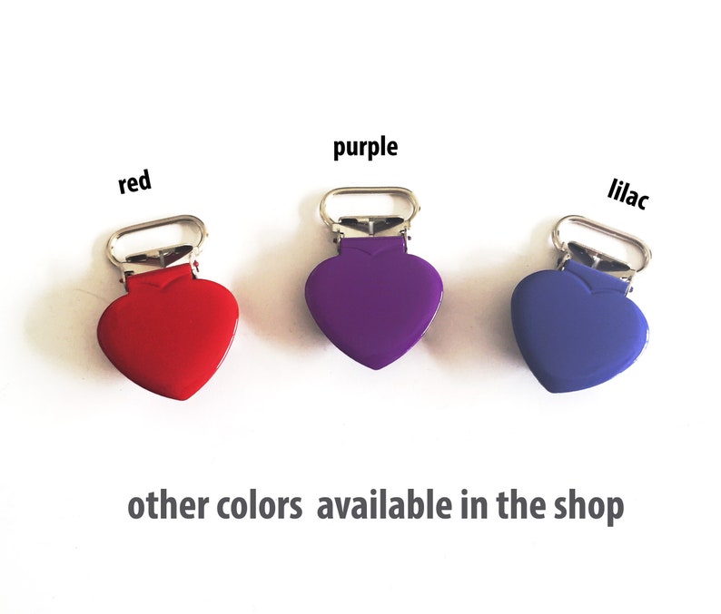 Paci Clips for Macrame and Fabric Dummy Clips Purple Bulk Suspender Clip Hardware Heart Pacifier Clip for DIY Pacifier Holder 10 clips