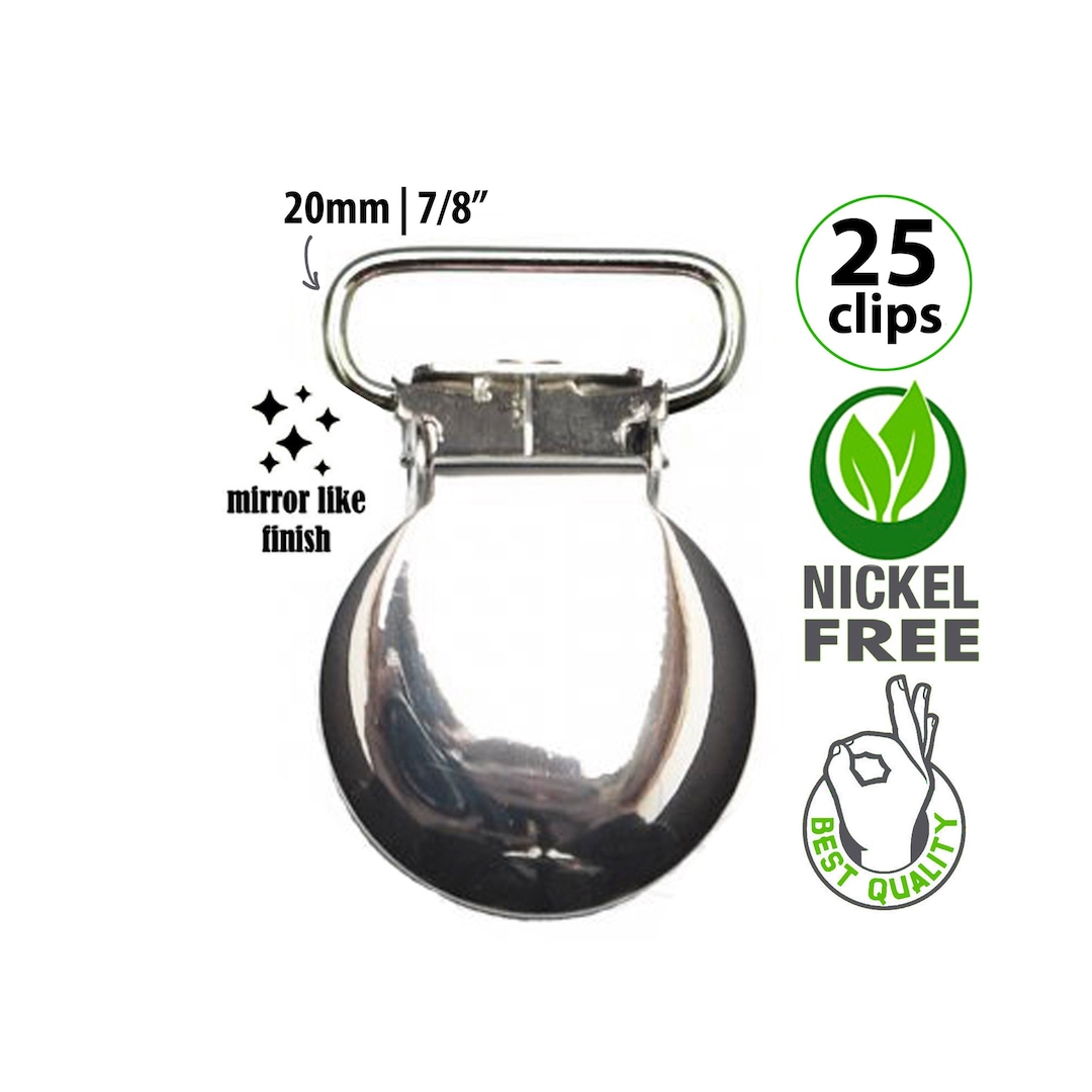25 Round Metal Pacifier Clips BULK Silver Metal Dummy Clips 7 8 25 round metal pacifier clips bulk silver metal dummy clips 7 8