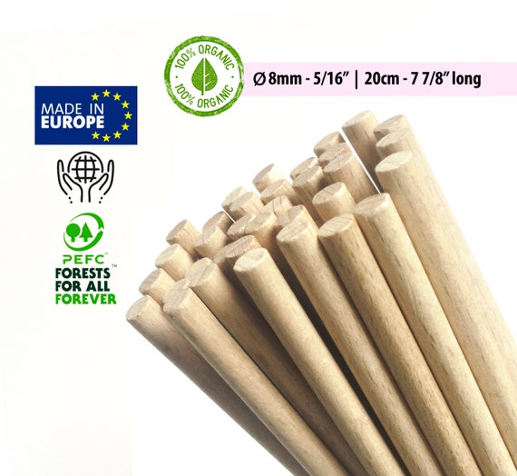 5 Wooden Dowel Rods for Macrame Hanging Wall Decor, Small 8mm Unfinished  Craft Sticks, Sustainable Round Wood Dowels for Pennant Flags 