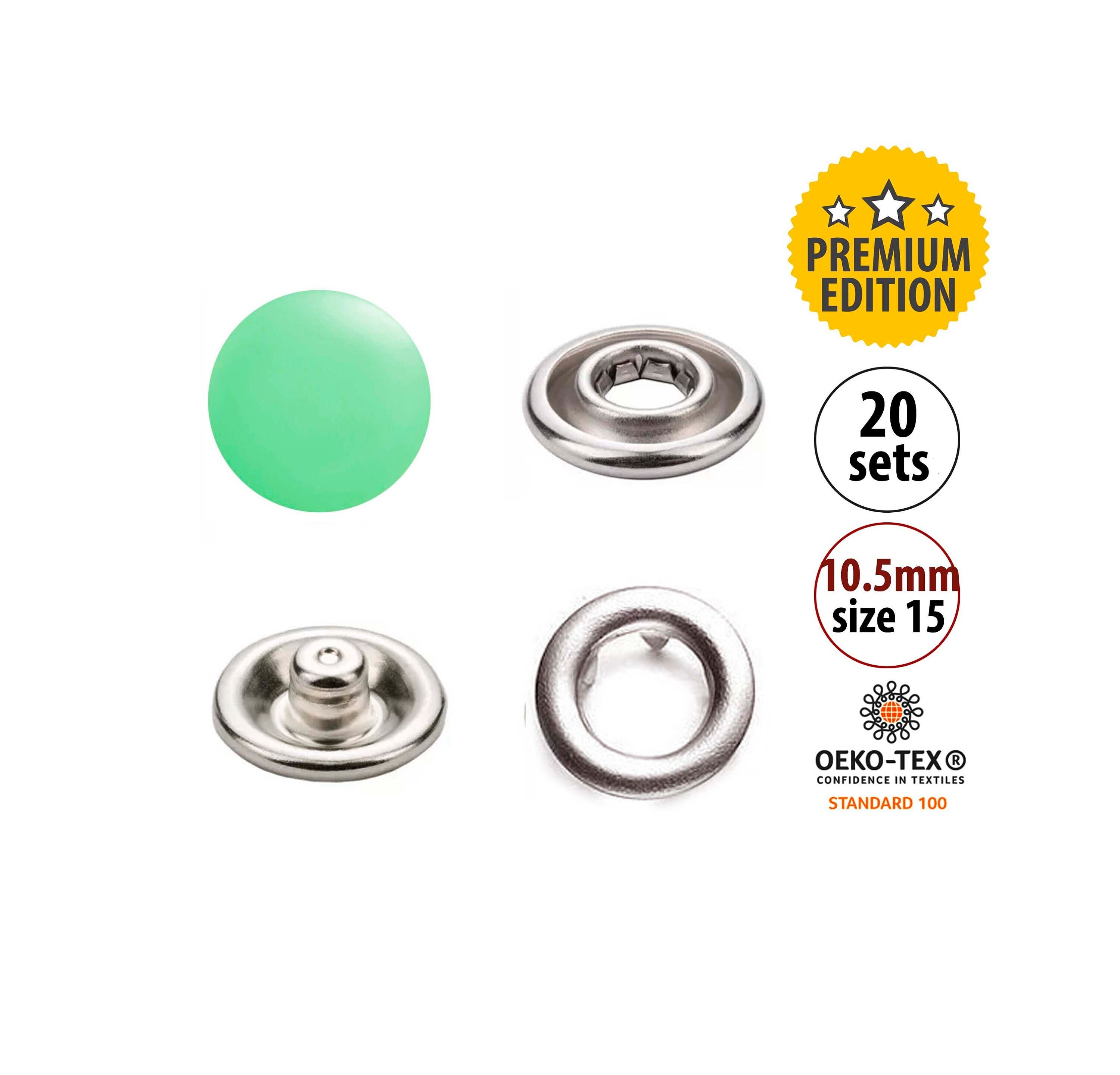 Botones de presión metálicos con rosca, Ø15 mm (50 set)