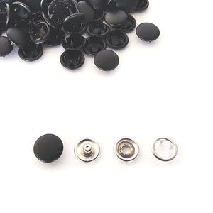 25 Sets Matte Black Snap Buttons Size 15, Metal Snaps for Clothing, 9.5mm Prong Cap Snap Fasteners, No Sew Gripper Snaps, Baby Clothes Snaps image 2