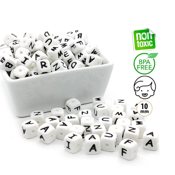 White Plastic Letter Beads, Small Letters Plastic