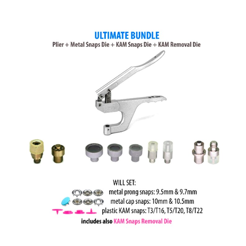 Spring Snap Tool Snap Setter Snap Plier Press Fastener Tool Hand Press Die Set Snap Button Tool for KAM and Metal Snap Fasteners