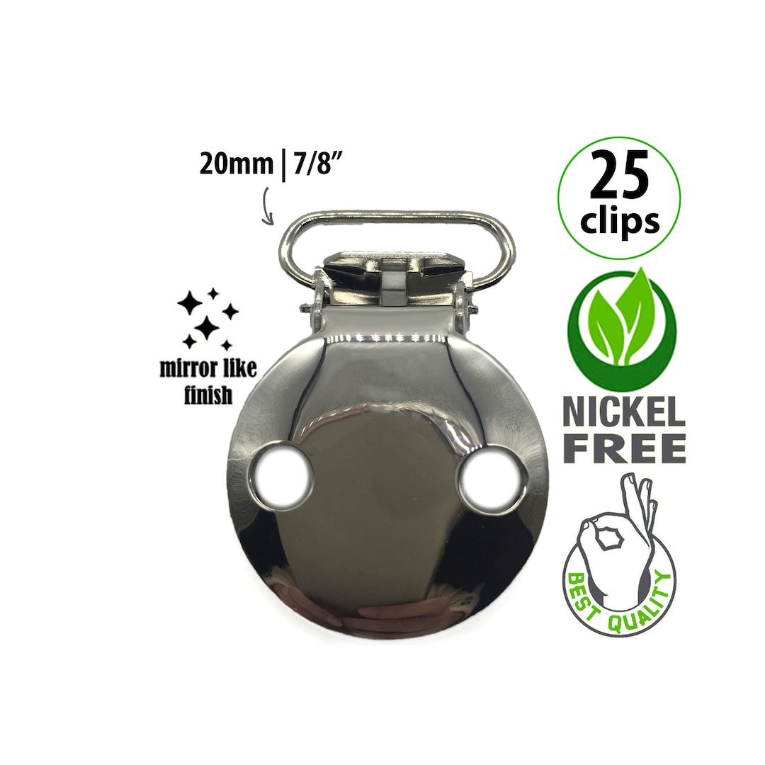 25 Metal Pacifier Clips Bulk 7 8 Round Suspender Clips Hardware 25 metal pacifier clips bulk 7 8 round suspender clips hardware