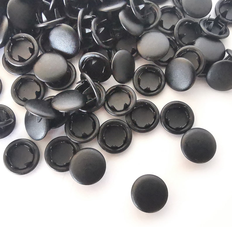 25 Sets Matte Black Snap Buttons Size 15, Metal Snaps for Clothing, 9.5mm Prong Cap Snap Fasteners, No Sew Gripper Snaps, Baby Clothes Snaps image 5