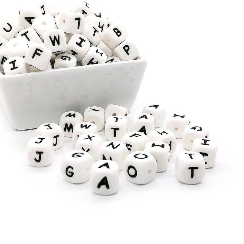 12mm Silicone Letter Beads, Cube Alphabet Beads, English Alphabet Silicone Beads, Assorted Letter Silicone Beads for Name Keychain Lanyard image 4