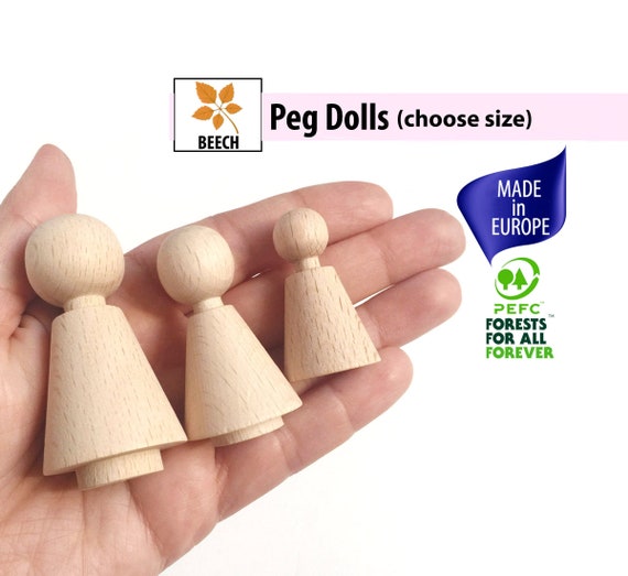 Family of 17 Wood Peg Doll Wooden Figures People DIY Craft Kids Birthday Toy 