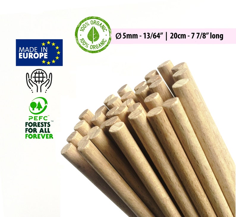 Wooden Dowel 5mm Thick Craft Sticks Wooden Dowels for Wall Etsy