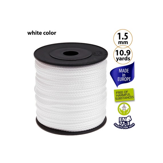 10 Yards White Pacifier String 1.5mm, SAFE Cord for Silicone