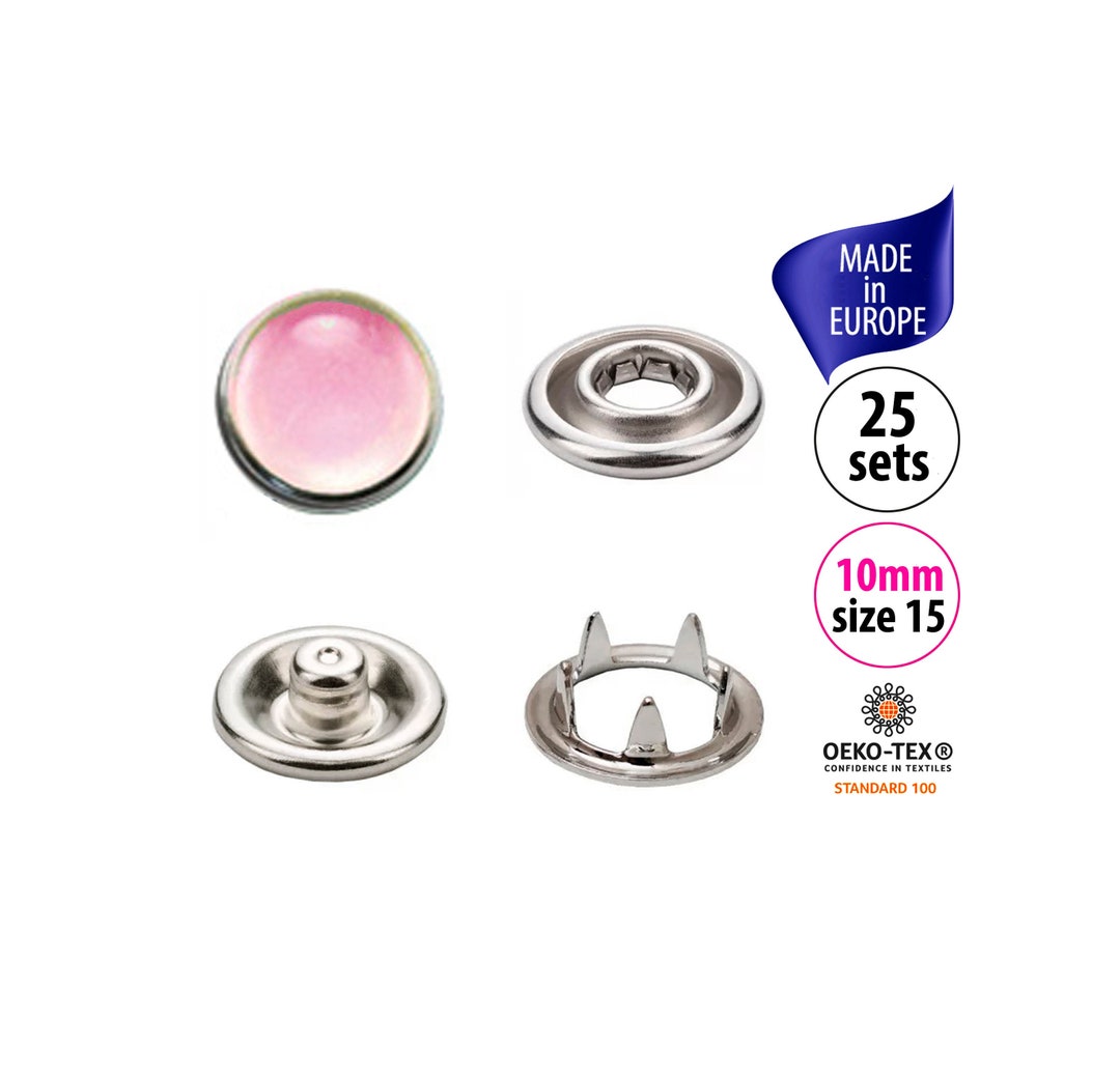 Pink Pearl Snaps Size 15, Cowgirl Snaps for Shirts, Western Pearl Snap