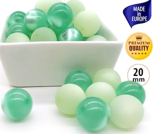 10 perles Polaris vertes 20 mm, mélange de grosses perles de chewing-gum 20 mm, perles de résine uniques, lot de perles de chewing-gum, perles de chewing-gum givrées