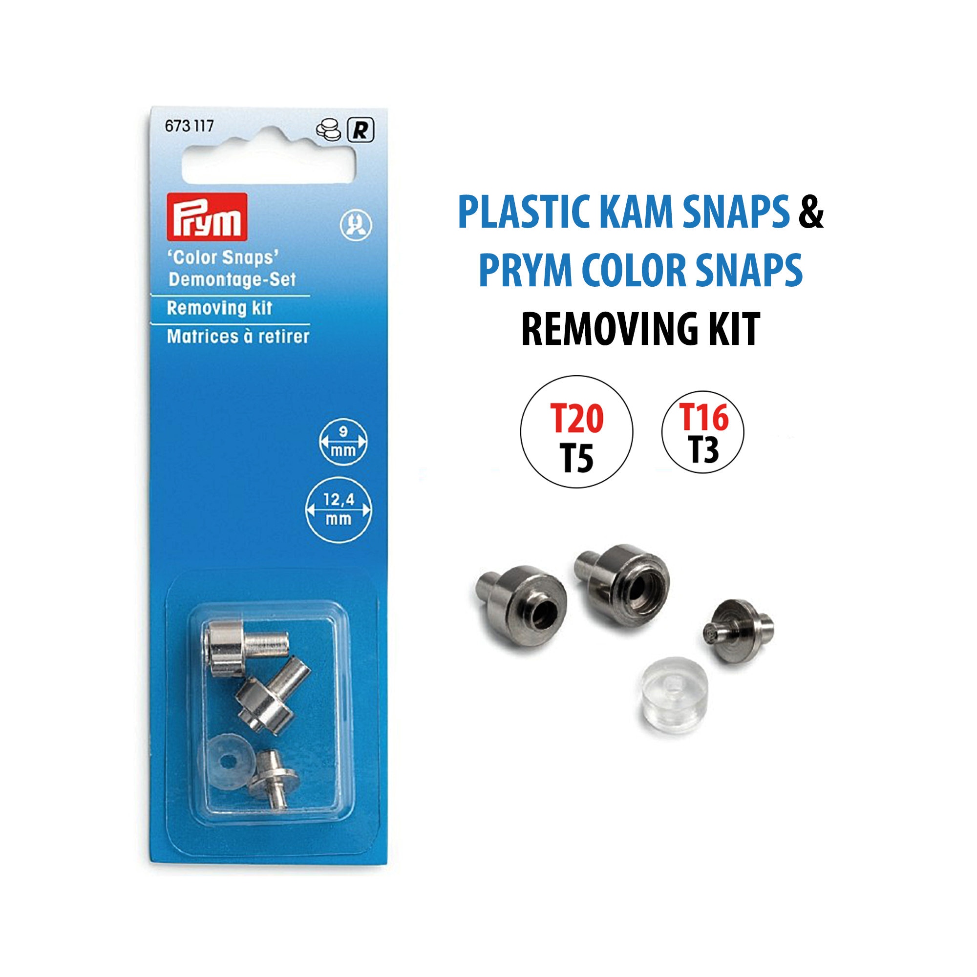 KAM Snaps Removal Tool for Prym VARIO Plier, Hand Press Die Set, Press  Fastener Tool, Snap Setter Removing Kit for Round Color Snaps 