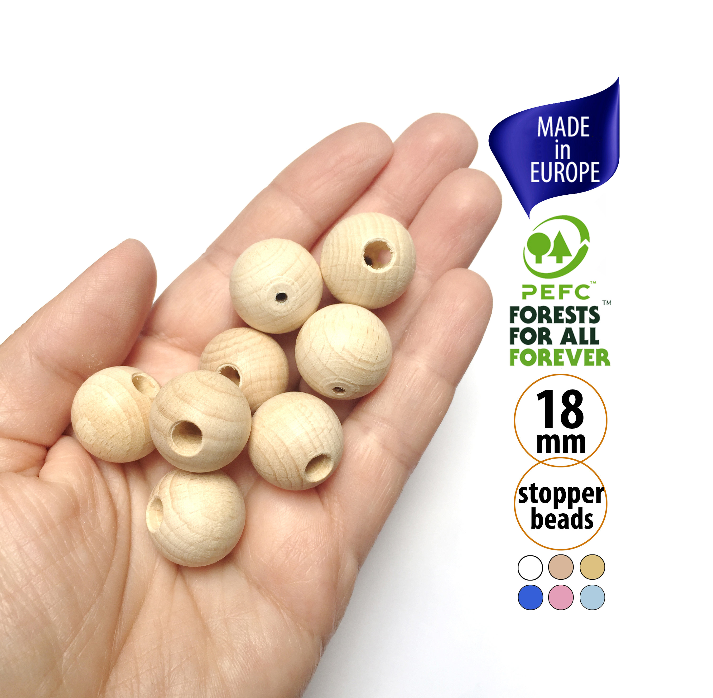 Wooden '100% Natural' Button Tag: 18mm Wooden '100% Natural' Button Tag: 18mm