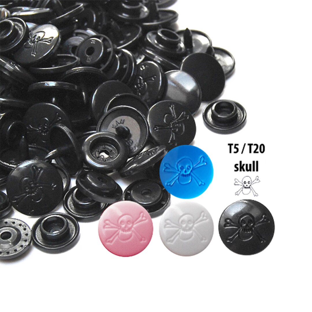 20 KAM Skull Snaps T20, Goth Decorative Snaps for Gothic Baby Clothes