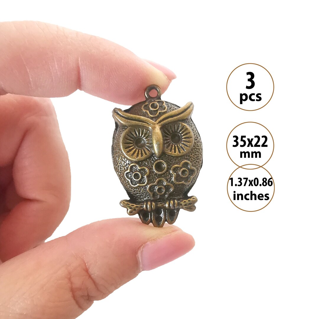 breloques chouettes en bronze, jolis pendentifs hiboux en métal