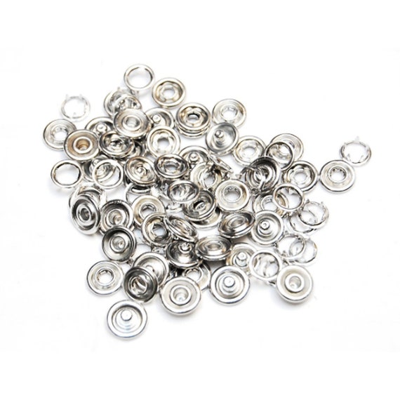 100 Metal Open Ring No Sew Snap Fasteners - PICK SIZE - Nickel