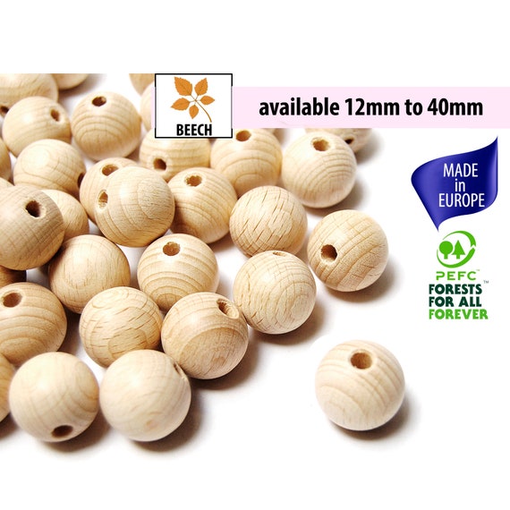 30 x wooden wood beads balls premium quality 15mm x 14mm raw natural jewellery