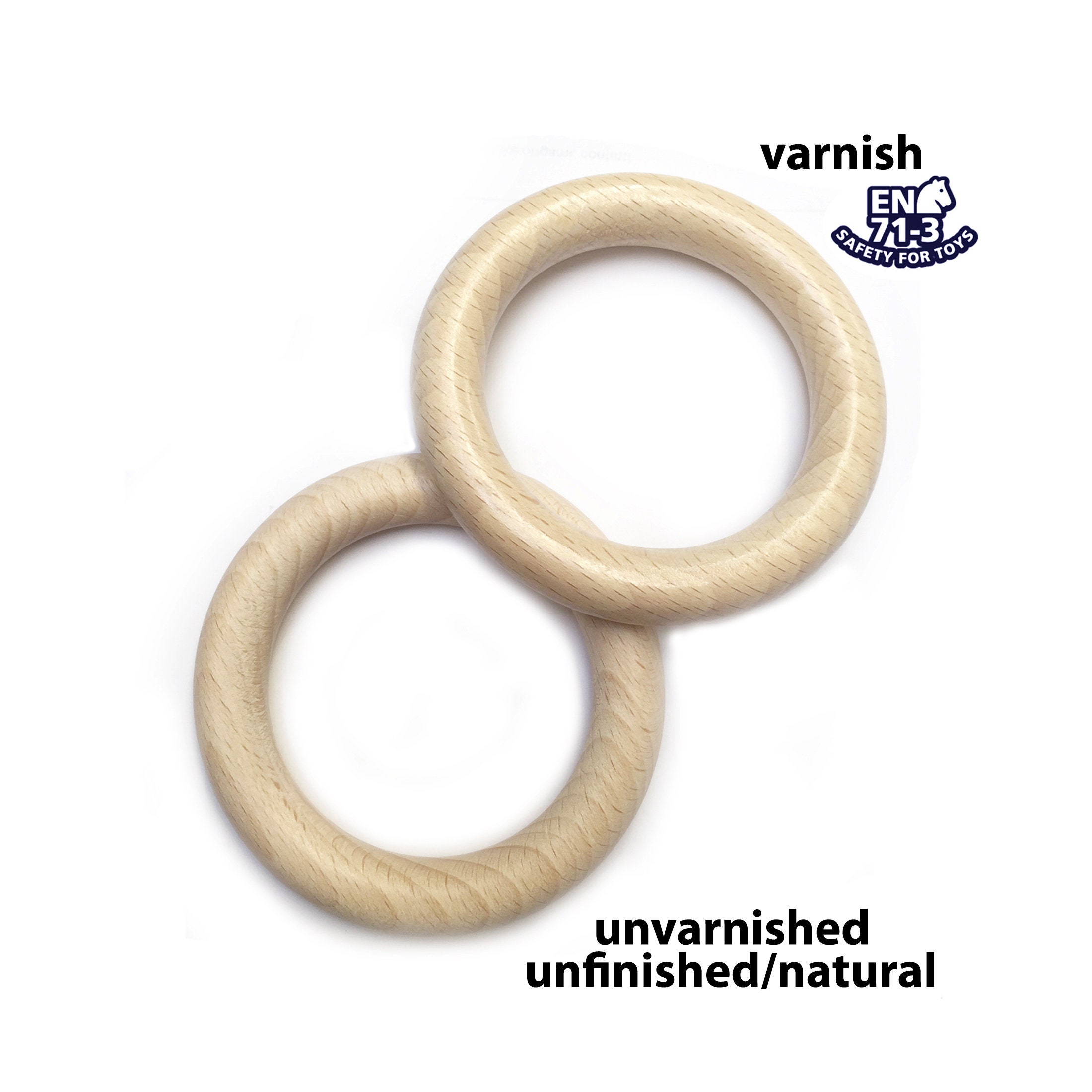 Wooden Rings Natural Colorless Beech Wood Children's Wooden