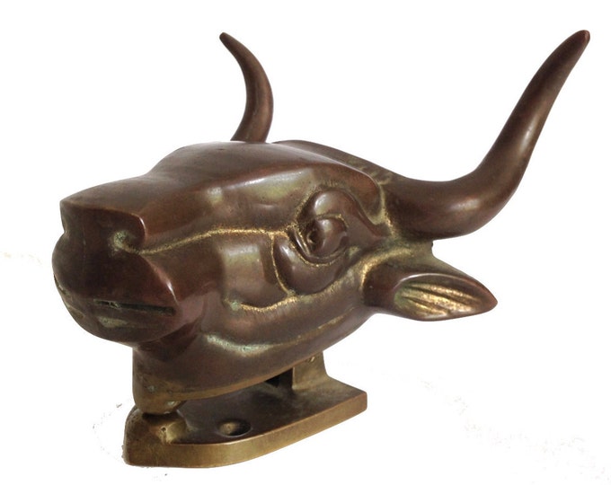 Mid Century Modern Brass Bull Door Knocker Etsy