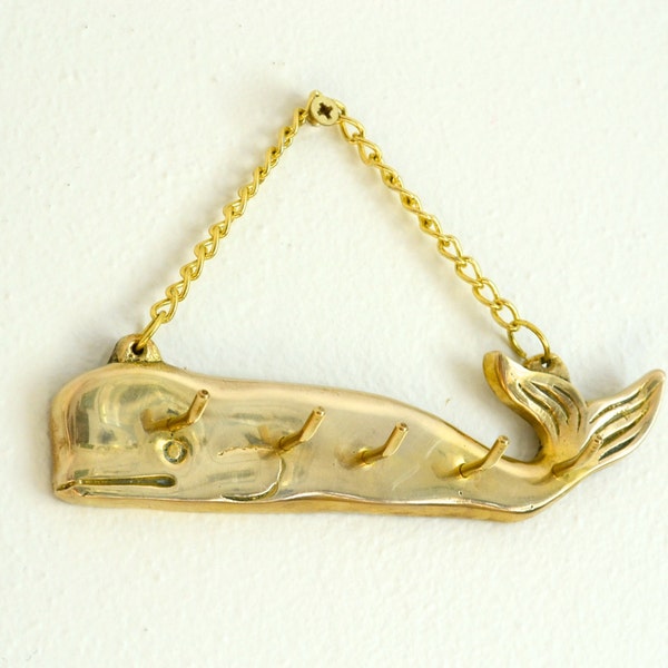 Brass Whale Key Hook Nautical Decor