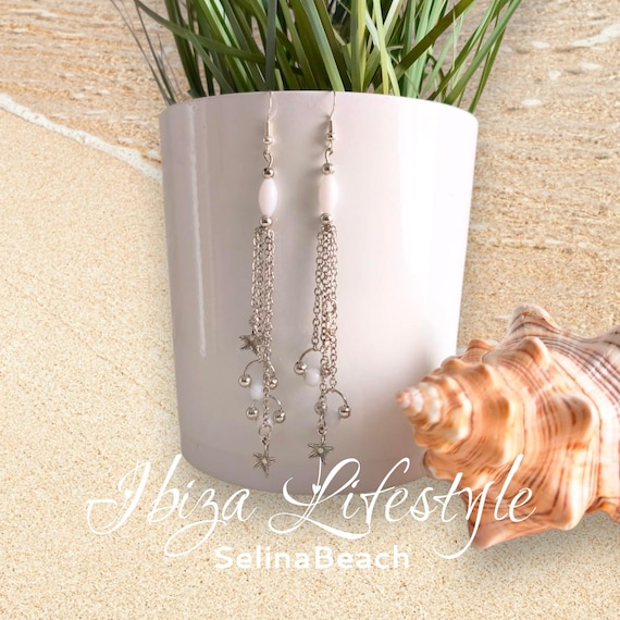 Boho earrings, fashion jewelry with starfish, handmade