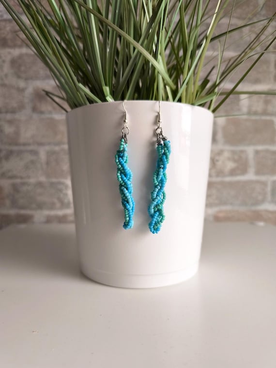 Ibiza Boho Pearl Earrings Turquoise Handmade New