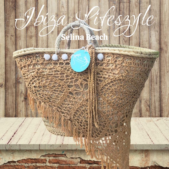 Ibiza Mallorca basket bag "Santanyi" beach bag shopper with boho dress handmade unique piece