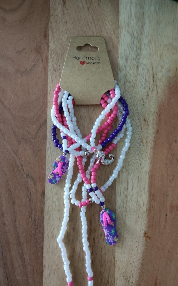 Ibiza Hippie Necklace Set 6 Pieces Flip Flop Design Hand Made New