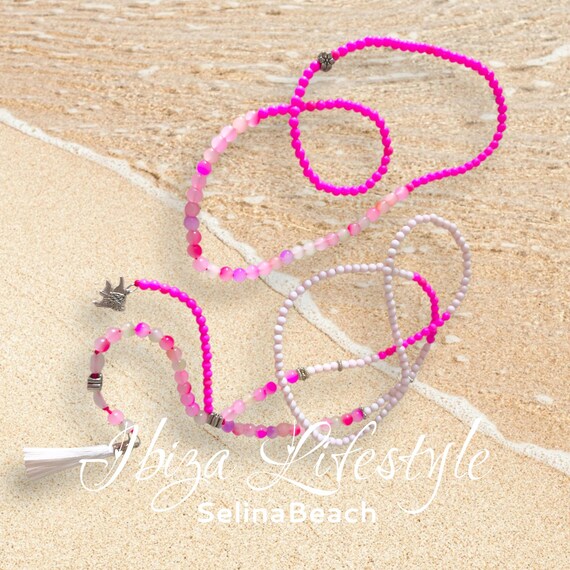 IBIZA Boho Necklace XXL Pink 2-Piece Set