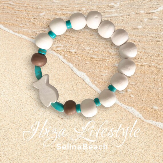 Boho Beaded Bracelet Turquoise/White Handmade