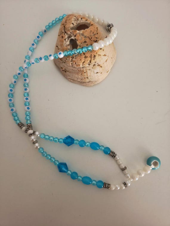 Boho Ibiza Necklace Hippie Festival XL White Turquoise