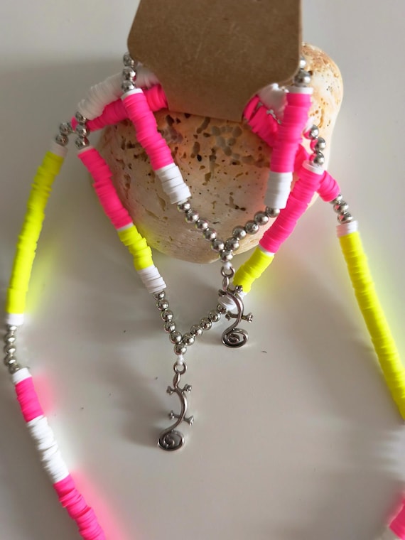 Ibiza Festival Necklace Set of 3 Neon Hand Made
