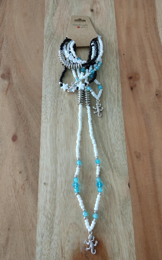 Ibiza Mallorca Necklace Set, 6 pieces, Black & White, Handmade, New