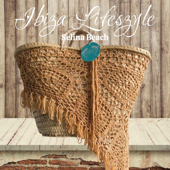 Ibiza Mallorca basket bag "Santanyi" beach bag shopper with boho dress handmade unique piece