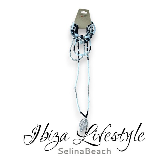 Ibiza Festival Chain Set 6 pcs. Black & White Hand Made New