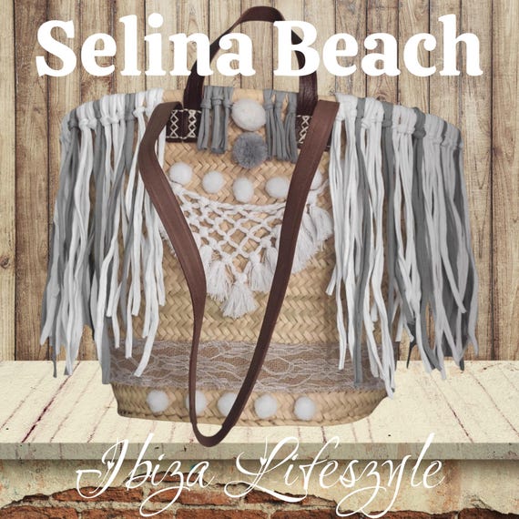 Ibiza Basket Bag XXL Beach Bag Boho Hippie Fringe Handmade