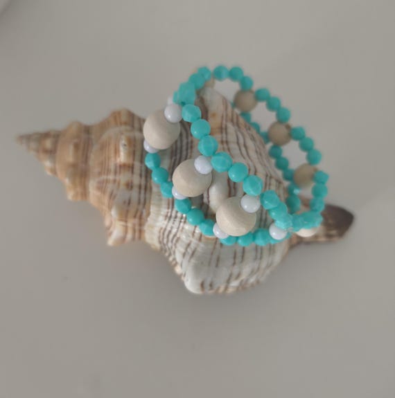 Boho Beaded Bracelet Turquoise/Natural Ibiza Handmade