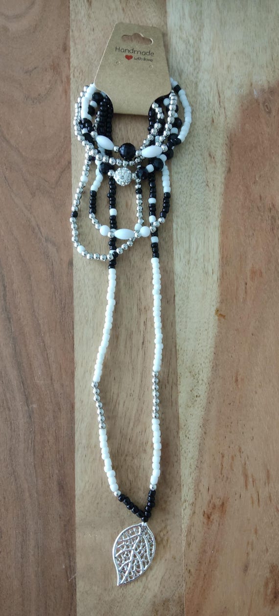 Ibiza Festival Chain Set 6 pcs. Black & White Hand Made New