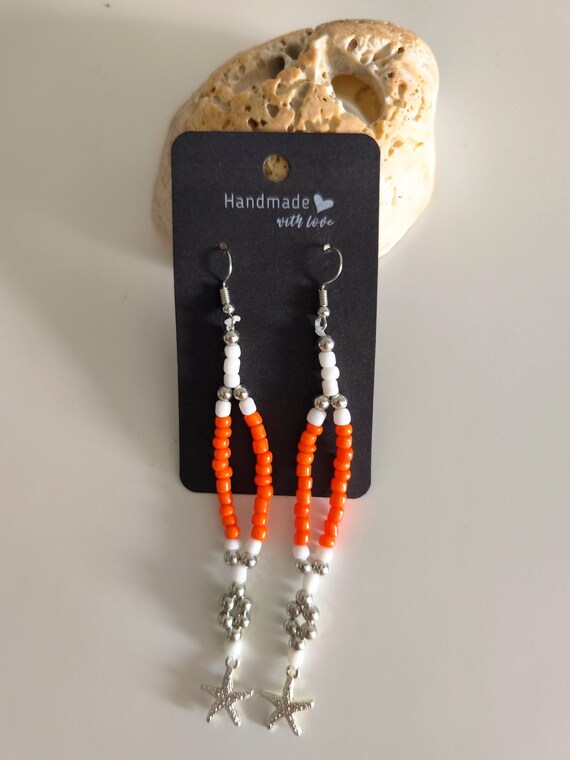 Ibiza earrings with starfish, boho style, handmade, new