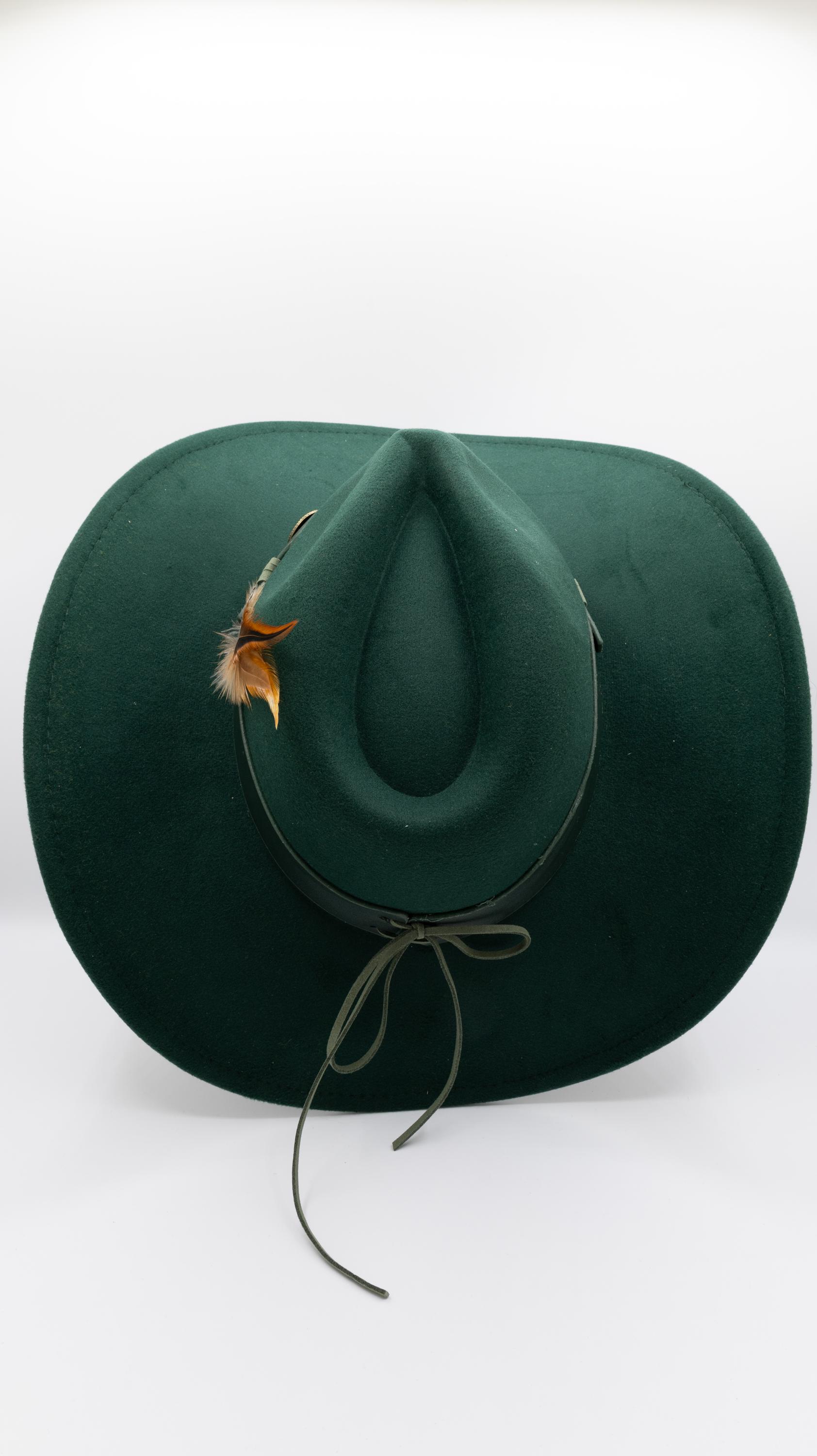 Dark Hunter Green Cowboy Hat – Western Felt Hat With Longhorn Bull