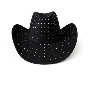 Rhinestone Rodeo Wide Brim Black Cowboy Hat with Sparkling Crystal Accents