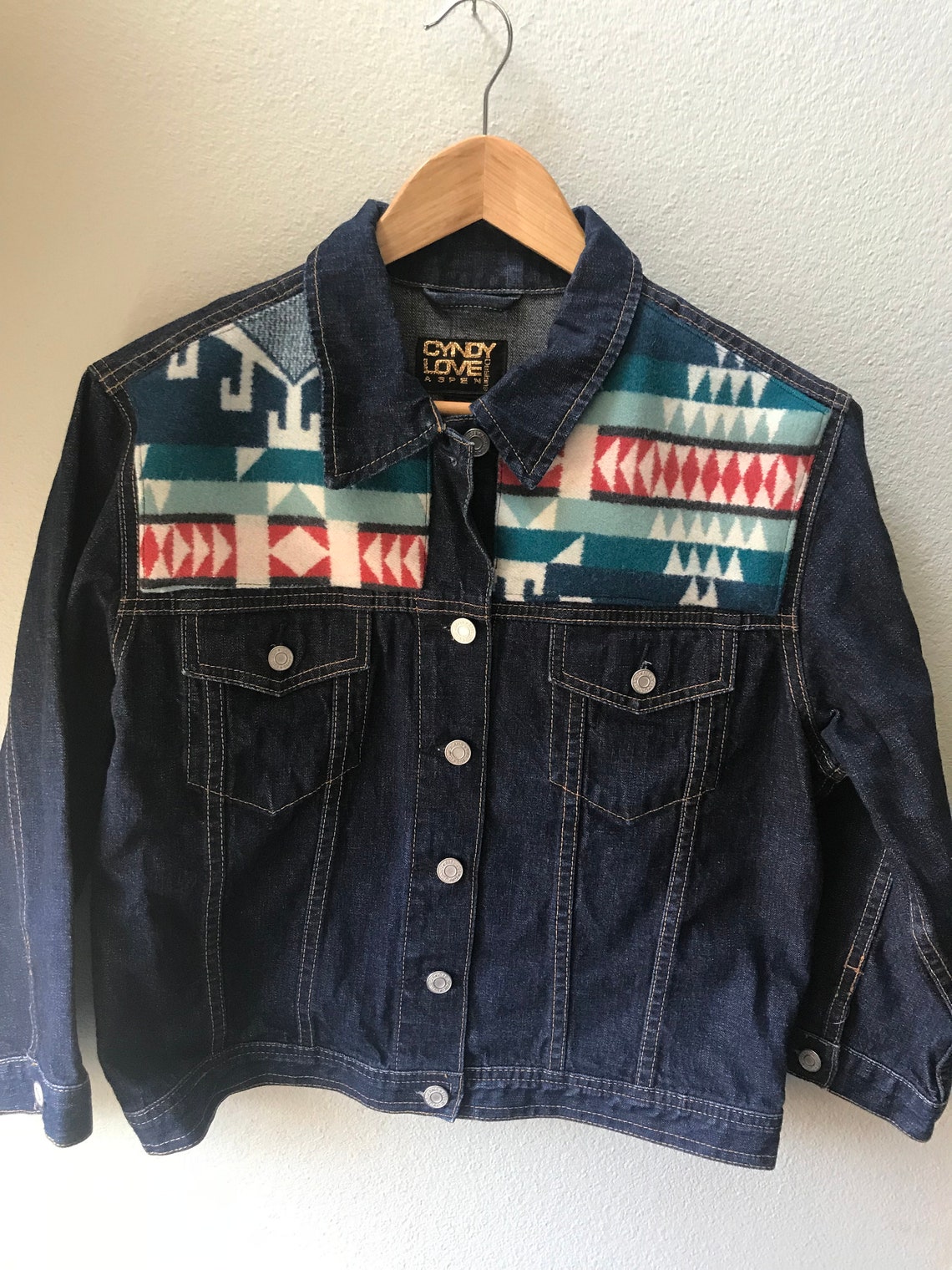 Denim Size Large Teen Vintage Native American Jean Jacket with | Etsy