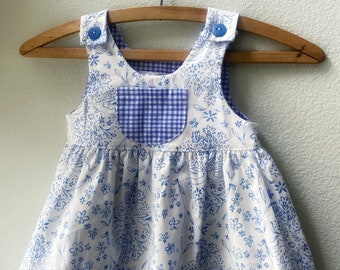 Little Girls Dress, Blue Summer Girls Dress, Blue Bunny, Blue, Kids Sundress, Summer, Beach Girls Dress, Toddler Dress, Girls Boutique Dress