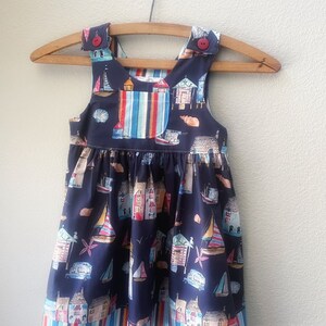 Little Girls Dress, Navy Summer Beach Girls Dress, Ocean, Blue, Kids Sundress, Summer, Sea Girls Dress, Toddler Dress, Girls Boutique Dress