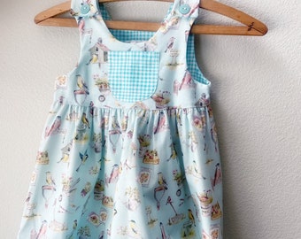 Little Girls Dress, Turquoise Summer Girls Dress, Blue, Kids Sundress, Summer, Beach Girls Dress, Toddler Dress, Girls Boutique Dress