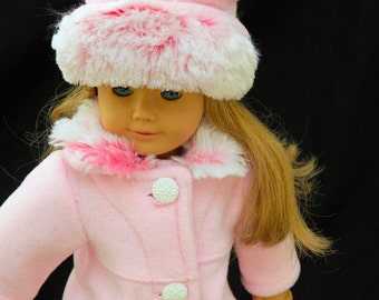 Girl Doll American Designer Clothes Coat and Hat Set for 18" Doll Fits 18" Doll Clothes Handmade